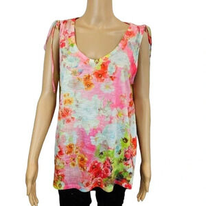 CONCEPTS size L (12/14) Bright Floral Print with Rhinestones, Adjustable Sleeve